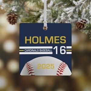 Baseball Personalized Square Photo Ornament- 2.75quot; Metal - 1 Sided - 49091-1M