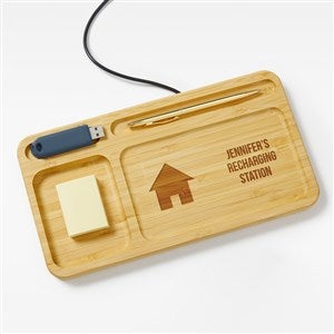 Choose Your Own Icon Engraved Bamboo Charging Valet Tray - 49164