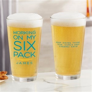 Working On My Six Pack Personalized Pint Glass - 49197-PG