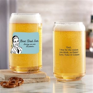 Retro Best Dad Ever Personalized Beer Can Glass - 49198-B
