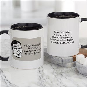 Retro Cheesy Dad Jokes Personalized Coffee Mug - Black - 49205-B