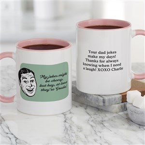 Retro Cheesy Dad Jokes Personalized Coffee Mug 11 oz.- Pink - 49205-P