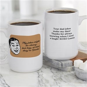 Retro Cheesy Dad Jokes Personalized Coffee Mug 15 oz.- White - 49205-L