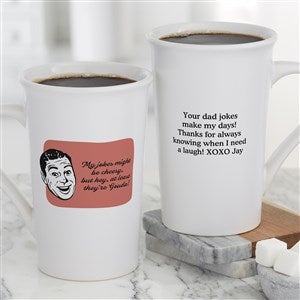 Retro Cheesy Dad Jokes Personalized Latte Mug 16 oz.- White - 49205-U