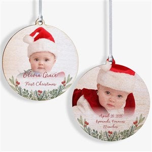 First Noel Personalized Baby Wood Photo Ornament - Two Sided - 49236-2W