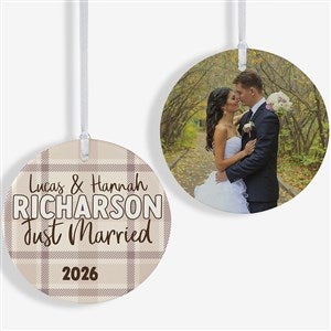 Festive Plaid Personalized Christmas Ornament - Large - 2 Sided - 49259-2L