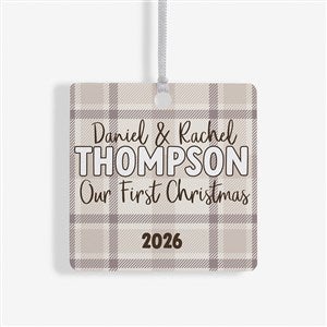 Festive Plaid Personalized Metal Christmas Ornament - 49259-1M