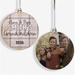 Festive Plaid Personalized Wood Christmas Ornament - 2 Sided - 49259-2W
