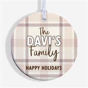 Festive Plaid Personalized Christmas Ornament - Glossy - 49259-1S