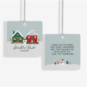 Favorite Neighbor Personalized Square Christmas Ornament - 2 Sided - 49265-2M