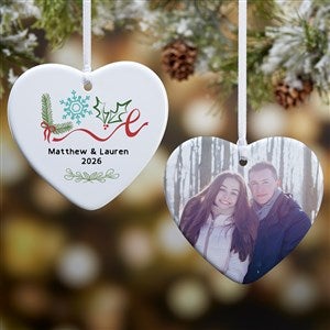 Frosted Love Personalized Heart Wedding Photo Ornament - 49277-2