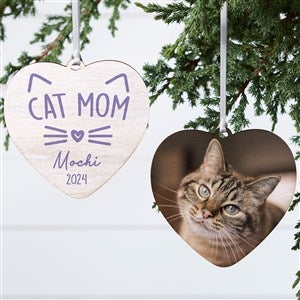 Cat Parent Personalized Photo Heart Ornament- 4 Wood - 2 Sided - 49280-2W