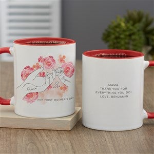 First Mothers Day Loving Hands Personalized Coffee Mug 11 oz.- Red - 49289-R