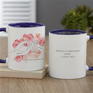First Mothers Day Loving Hands Personalized Coffee Mug 11 oz.- Blue - 49289-BL