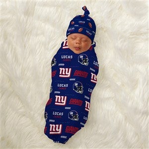 New York Giants Personalized NFL Baby Hat  Receiving Blanket Set  - 49295-S