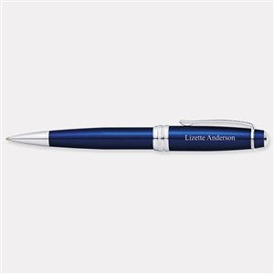 Engraved Cross Bailey Blue Lacquer & Chrome Ballpoint Pen - 49301