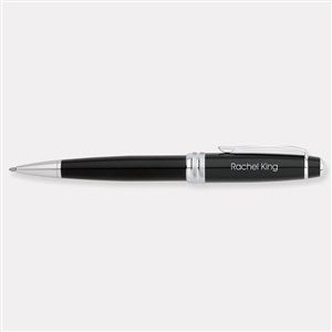 Engraved Cross Bailey Black Lacquer & Chrome Ballpoint Pen - 49303