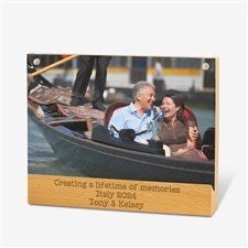 Engraved Write Your Own Acrylic Magnetic Frame with Wood Base - 49339