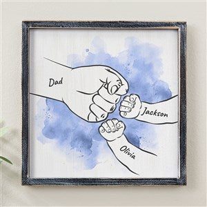 Dads Fist Bump Personalized Barnwood Frame Wall Art - 12x12 Black - 49354B-12x12