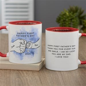 First Fathers Day Fist Bump Personalized Coffee Mug - Red - 49357-R