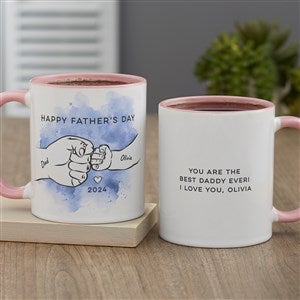 First Fathers Day Fist Bump Personalized Coffee Mug - Pink - 49357-P