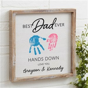 Hands Down Personalized Whitewashed Barnwood Frame Wall Art - 12x12 - 49360W-12x12