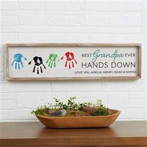 Hands Down Personalized Whitewashed Barnwood Frame Wall Art - 30x8 - 49360W-30x8