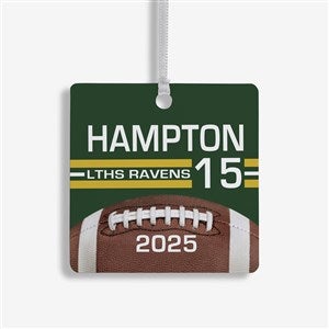 Football Personalized Square Photo Ornament- 2.75quot; Metal - 1 Sided - 49402-1M