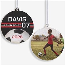 Soccer Personalized Photo Ornament-3.75quot; Wood - 2 Sided - 49403-2W