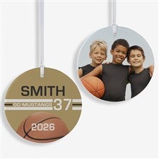 Basketball Personalized Photo Ornament-3.75quot; Matte - 2 Sided - 49405-2L
