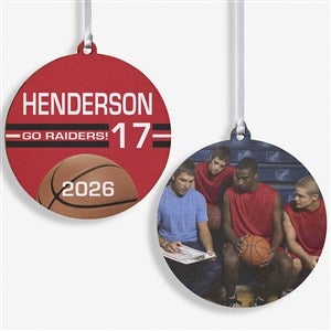 Basketball Personalized Photo Ornament-3.75quot; Wood - 2 Sided - 49405-2W