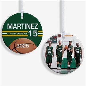 Basketball Personalized Photo Ornament- 2.85quot; Glossy - 2 Sided - 49405-2S