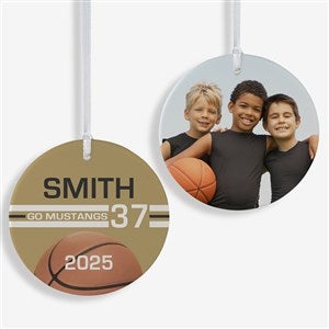 Basketball Personalized Photo Ornament-3.75quot; Matte - 2 Sided - 49405-2L