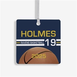 Basketball Personalized Square Photo Ornament- 2.75quot; Metal - 1 Sided - 49405-1M