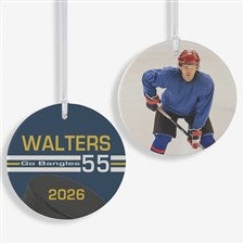Hockey Personalized Photo Ornament-3.75quot; Wood - 2 Sided - 49406-2W