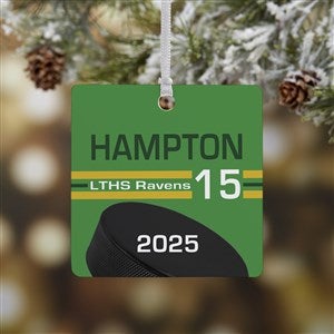 Hockey Personalized Square Photo Ornament- 2.75quot; Metal - 1 Sided - 49406-1M