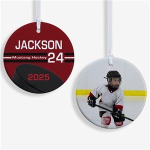 Hockey Personalized Photo Ornament- 2.85quot; Glossy - 2 Sided - 49406-2S