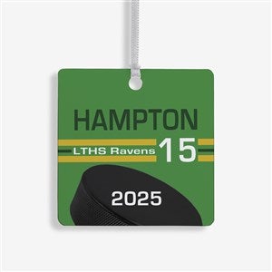 Hockey Personalized Square Photo Ornament- 2.75quot; Metal - 1 Sided - 49406-1M