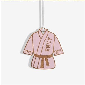 Karate Personalized Wood Ornament - Pink Stain - 49409-P
