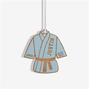 Karate Personalized Wood Ornament - Blue Stain - 49409-B