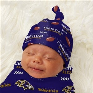 Baltimore Ravens Personalized NFL Baby Hat Receiving Blanket Set
