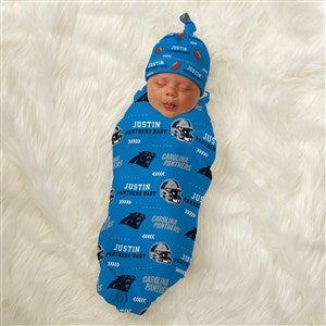 Carolina Panthers Personalized NFL Baby Hat  Receiving Blanket Set  - 49488-S