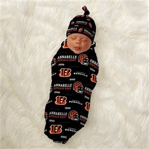 Cincinnati Bengals Personalized NFL Baby Hat  Receiving Blanket Set  - 49489-S