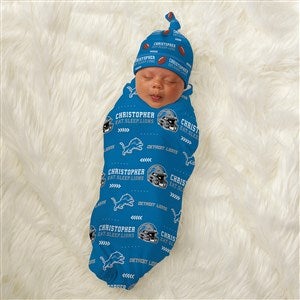 Detroit Lions Personalized NFL Baby Hat  Receiving Blanket Set  - 49490-S