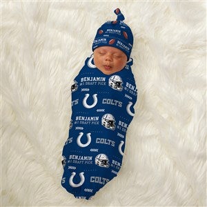 Indianapolis Colts Personalized NFL Baby Hat  Receiving Blanket Set - 49492-S