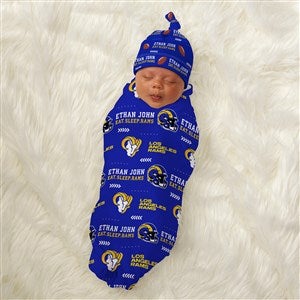 Los Angeles Rams Personalized NFL Baby Hat  Receiving Blanket Set  - 49499-S