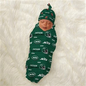 New York Jets Personalized NFL Baby Hat  Receiving Blanket Set - 49501-S