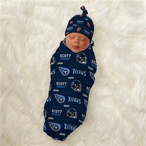 Tennessee Titans Personalized NFL Baby Hat  Receiving Blanket Set  - 49504-S