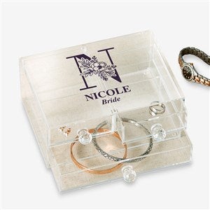 Floral Bridesmaid Personalized Acrylic Jewelry Box - 49534