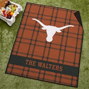 NCAA Texas Longhorns Personalized Plaid Picnic Blanket - 49544